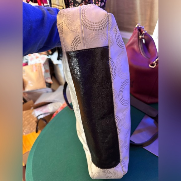 Coach 2012 Ashley Dotted Op Art Convertible Satchel Shoulder Bag Beige EUC - Picture 11 of 16